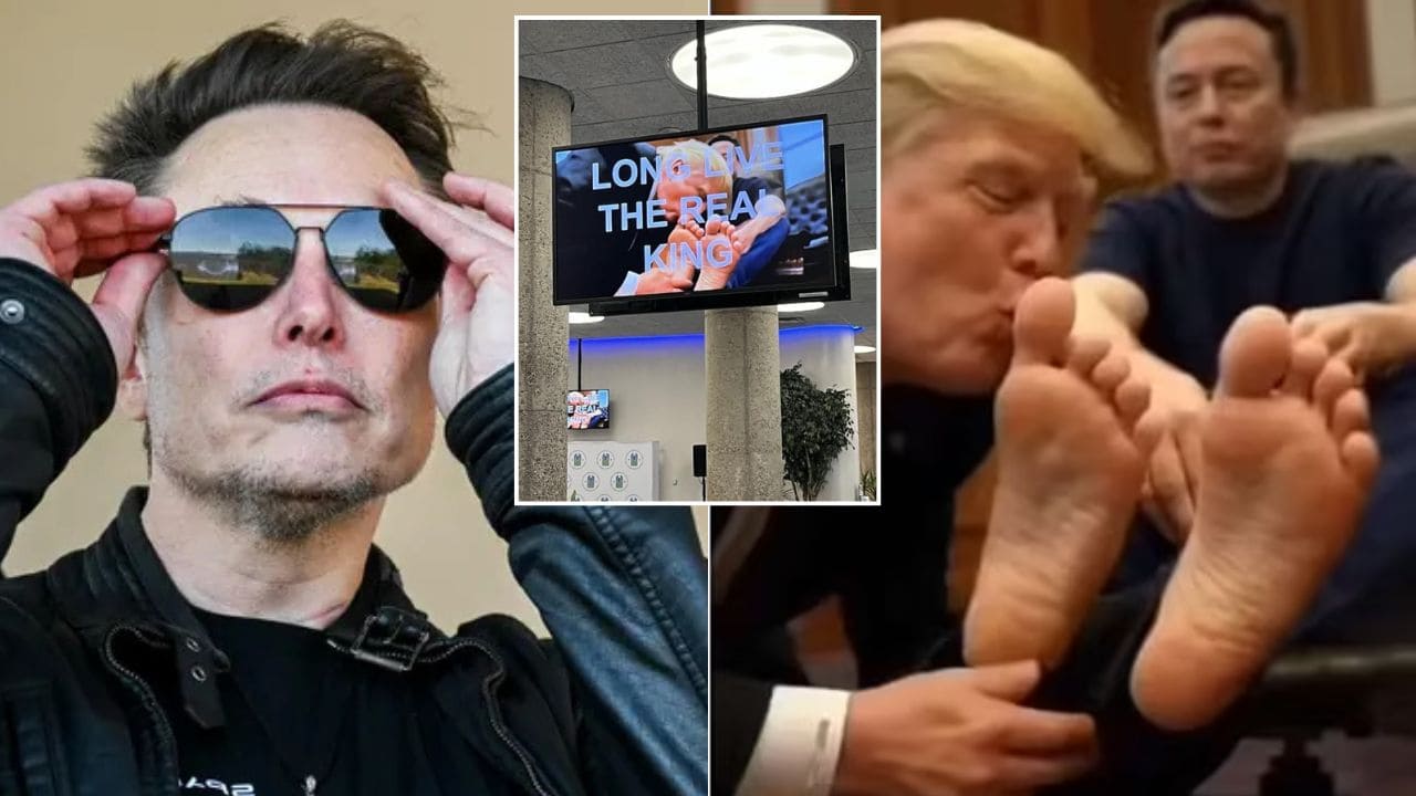 AI Video of Trump Kissing Musk’s Feet Appears on HUD Screens