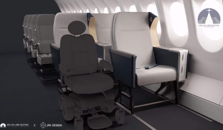 Asiento avión para silla de ruedas