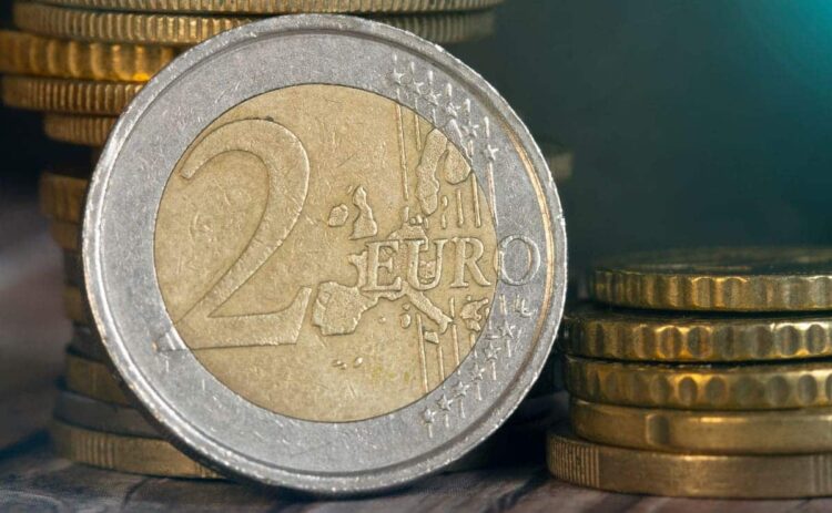 monedas, euro, dinero, 2 euros