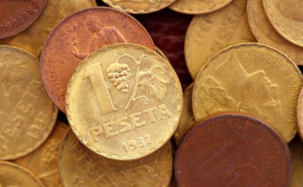 Pesetas, Monedas, dinero