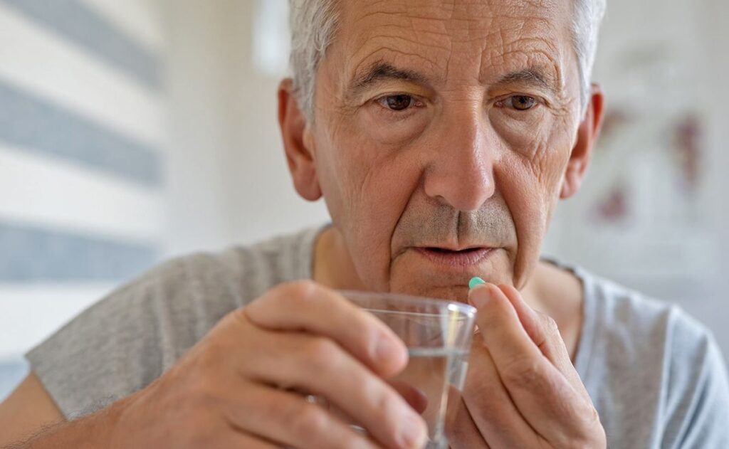 Persona tomando suplemento vitamina C