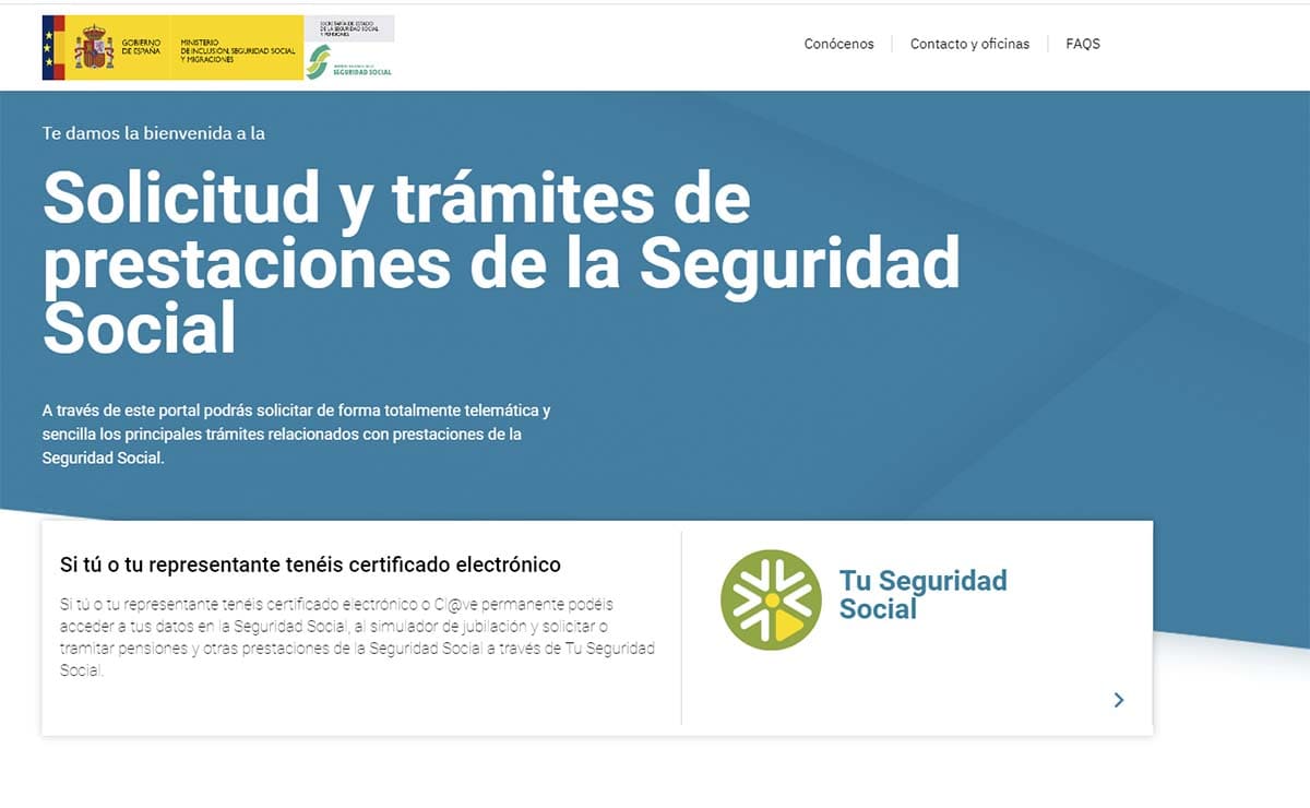 Solicitud y tramites de prestaciones de la Seguridad Social