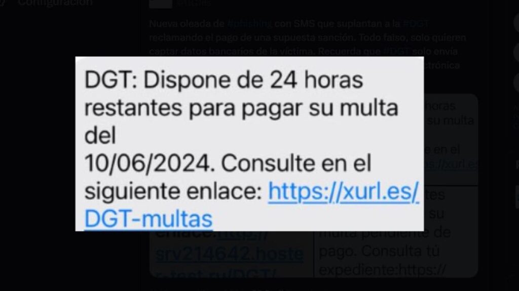 Mensaje fraudulento suplantando a la DGT