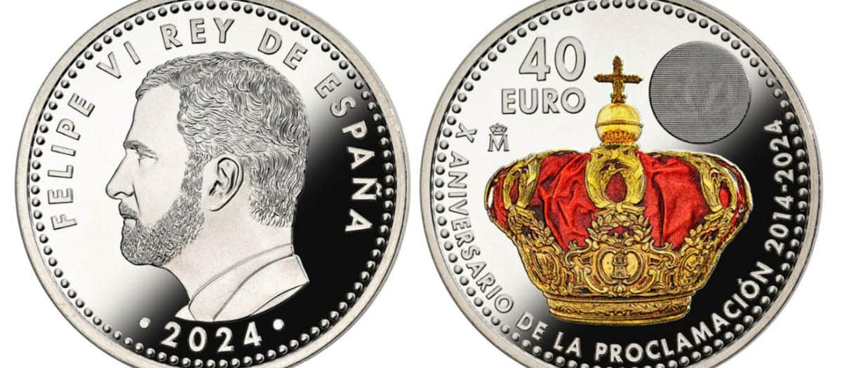 Moneda 40 euros conmemoración reinado Felipe VI