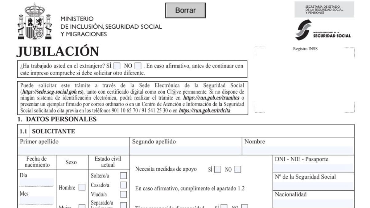 Formulario pensión de jubilación