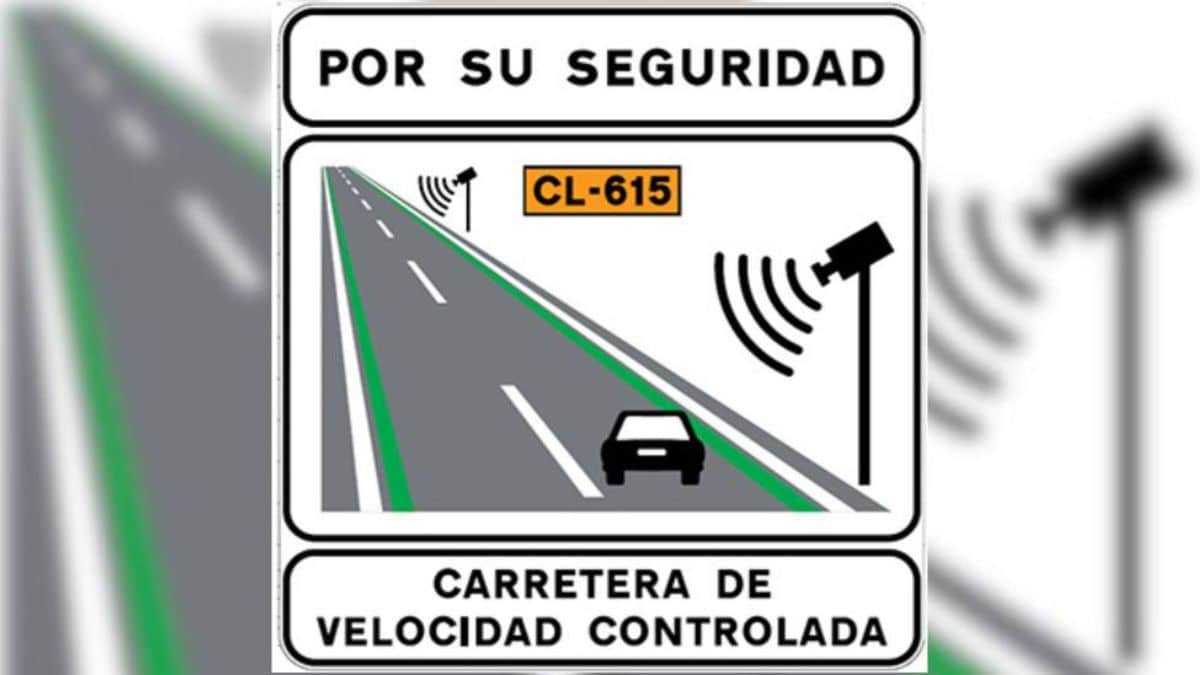 Líneas verdes en la carretera / Señal DGT