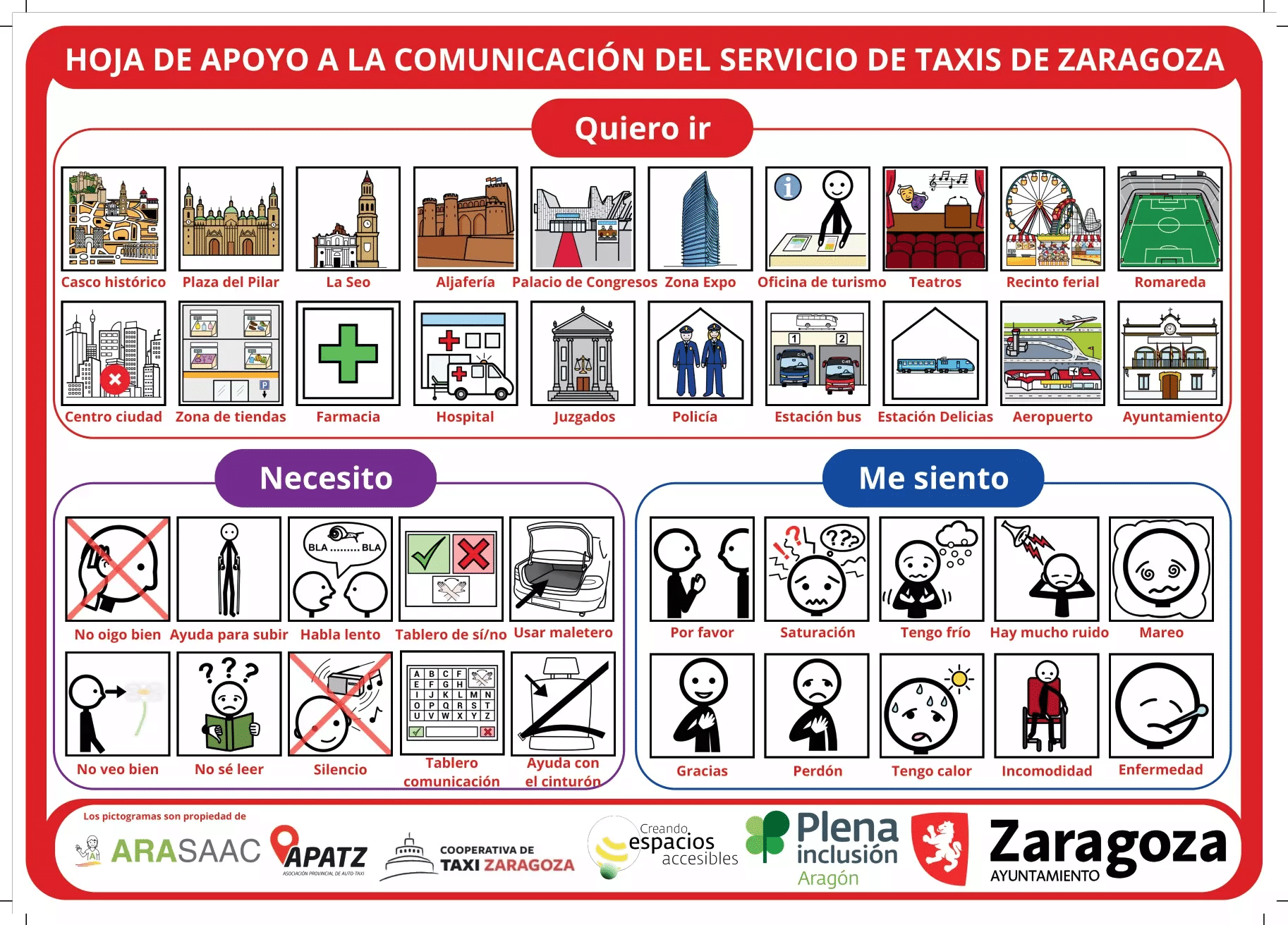 Hoja de comunicación taxis