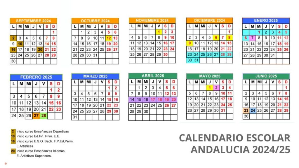 Calendario escolar de Andalucía 2024-2025