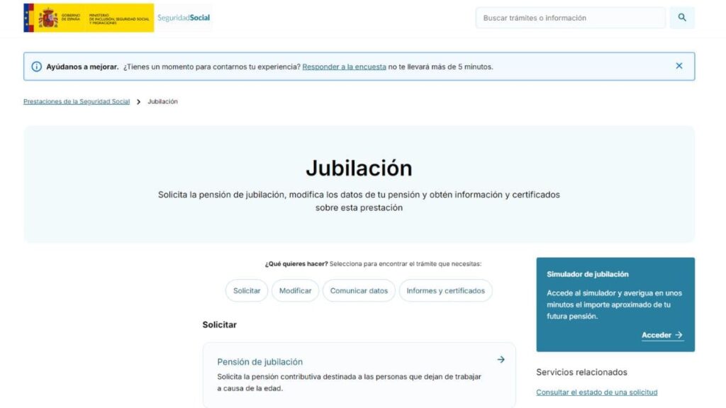 Nueva página web de la Seguridad Social sobre la jubilación