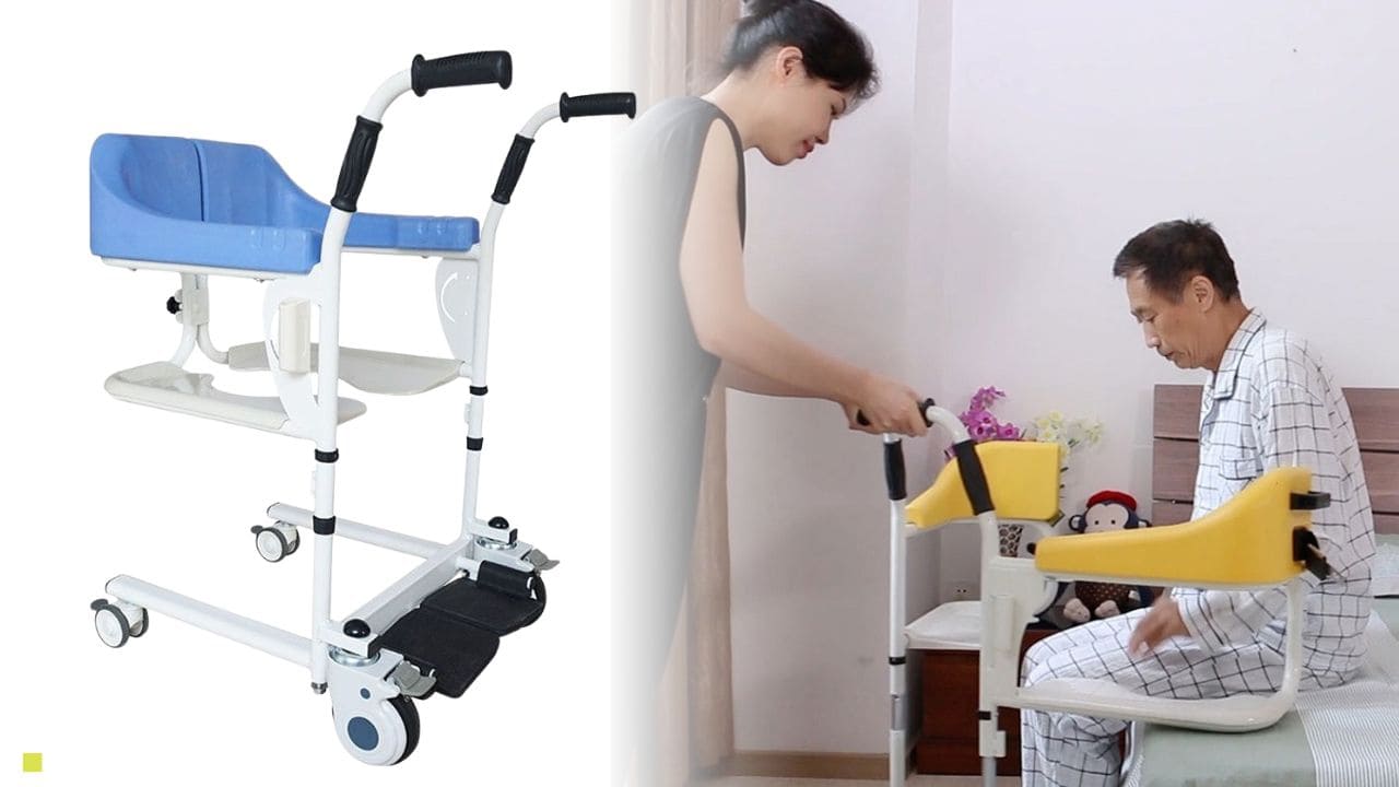 Silla de transferencia para ducha, wc y cama sin esfuerzos y en poco espacio