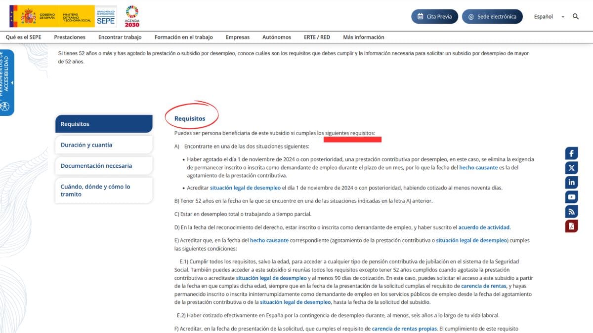 El SEPE te quita el subsidio para mayores de 52 años si no cumples este requisito