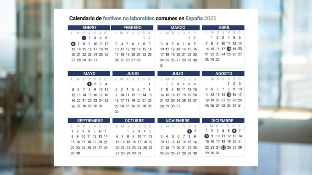 Estos son los días festivos del calendario laboral de 2025