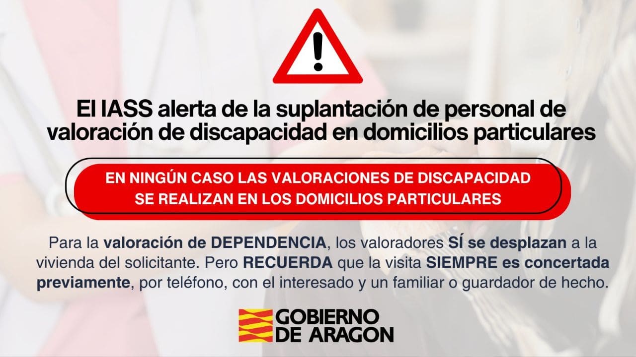 Alerta a personas mayores en Zaragoza por suplantación de evaluadores de discapacidad