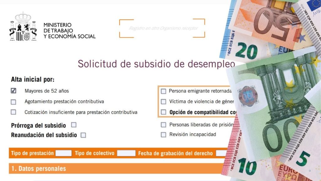 Formulario para solicitar el subsidio para mayores de 52 años del SEPE